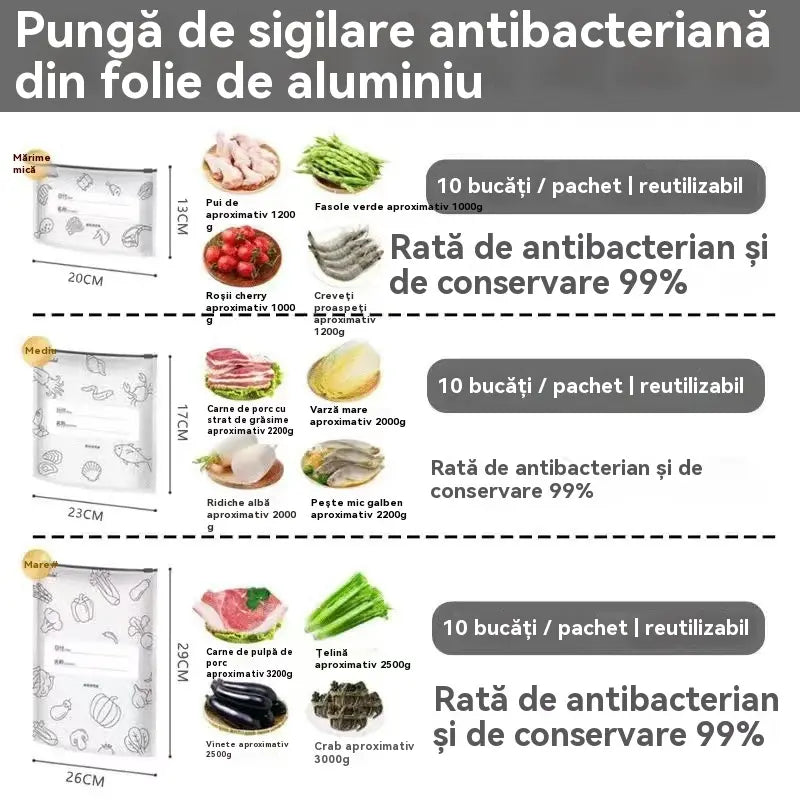 🥩【30 tašiek za 21 eur 】Vrecko z hliníkovej fólie potravinárskej kvality so zipsom na zachovanie čerstvosti, vhodné do domácej chladničky