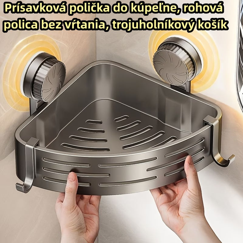 💦Estante de baño con ventosa, estante de esquina sin taladrar, cesta triangular