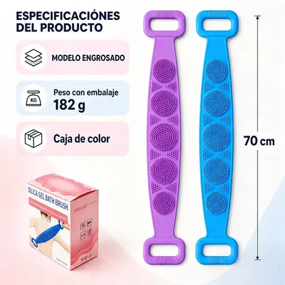 🔥Compra 1 y llévate 1 gratis🔥🛁 Guante de Baño de Silicona de Doble Cara – Exfoliante Corporal Extra Largo para Limpiar Fácilmente la Espalda