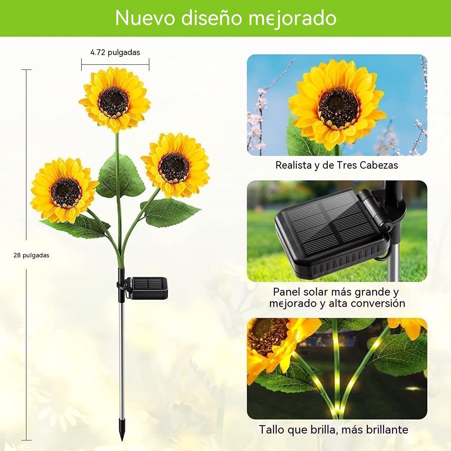 🌻[2 piezas 30 euros]Luces solares de girasol – Decoración brillante para el jardín ✨🌿