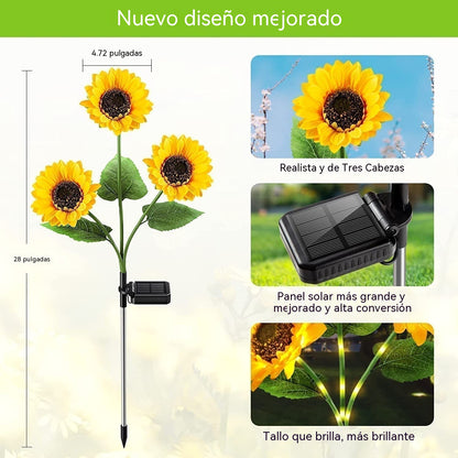 🌻[2 piezas 30 euros]Luces solares de girasol – Decoración brillante para el jardín ✨🌿
