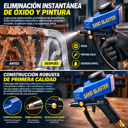 🔫✨ Pistola de chorro de arena portátil con alimentación por gravedad – para óxido, grabado y desbarbado