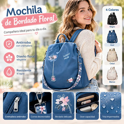 Mochila de viaje antirrobo bordada de gran capacidad