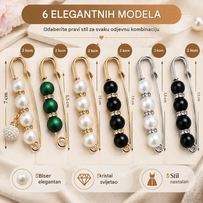 ✨ Elegantne biserne kopče za podešavanje struka i dekoltea (set od 12 komada: 6 modela x 2 komada) 👗 | 💎 Bez krojenja · Elegantno i praktično