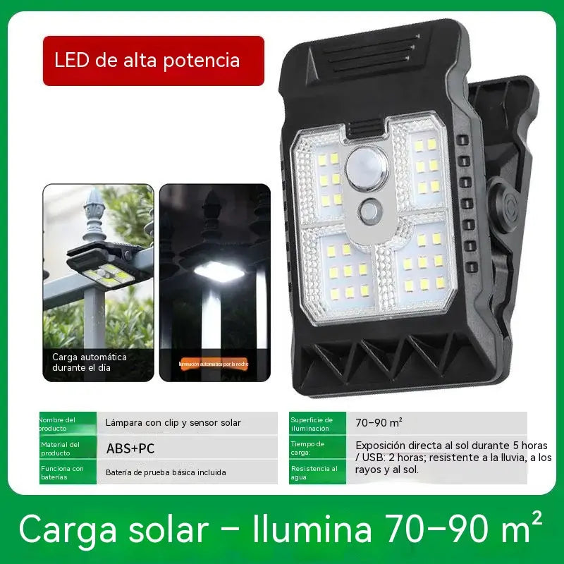 🌞💡Lámpara solar de jardín con pinza, no requiere cableado, apta para conexión por inducción doméstica.