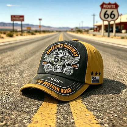 Podesiva retro Route 66 bejzbolska kapa savršen je izbor za ljubitelje biciklizma.