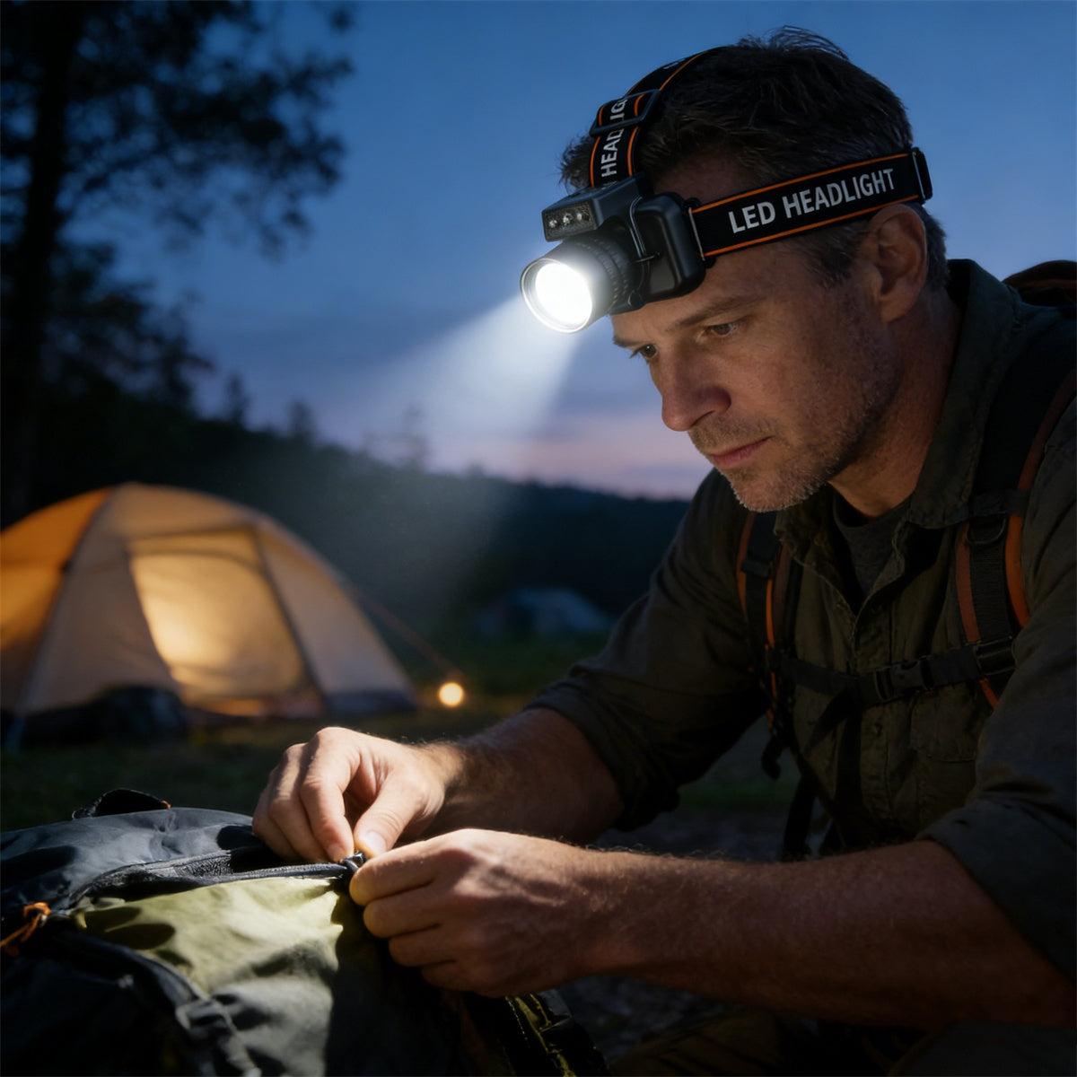 ✨Linterna frontal LED de alta intensidad | Ideal para camping y emergencias