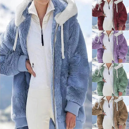 ☃️Oferta limitada: 39% de descuento❄️【S-5XL】Chaqueta de mujer 2026 de felpa gruesa con rayas en contraste