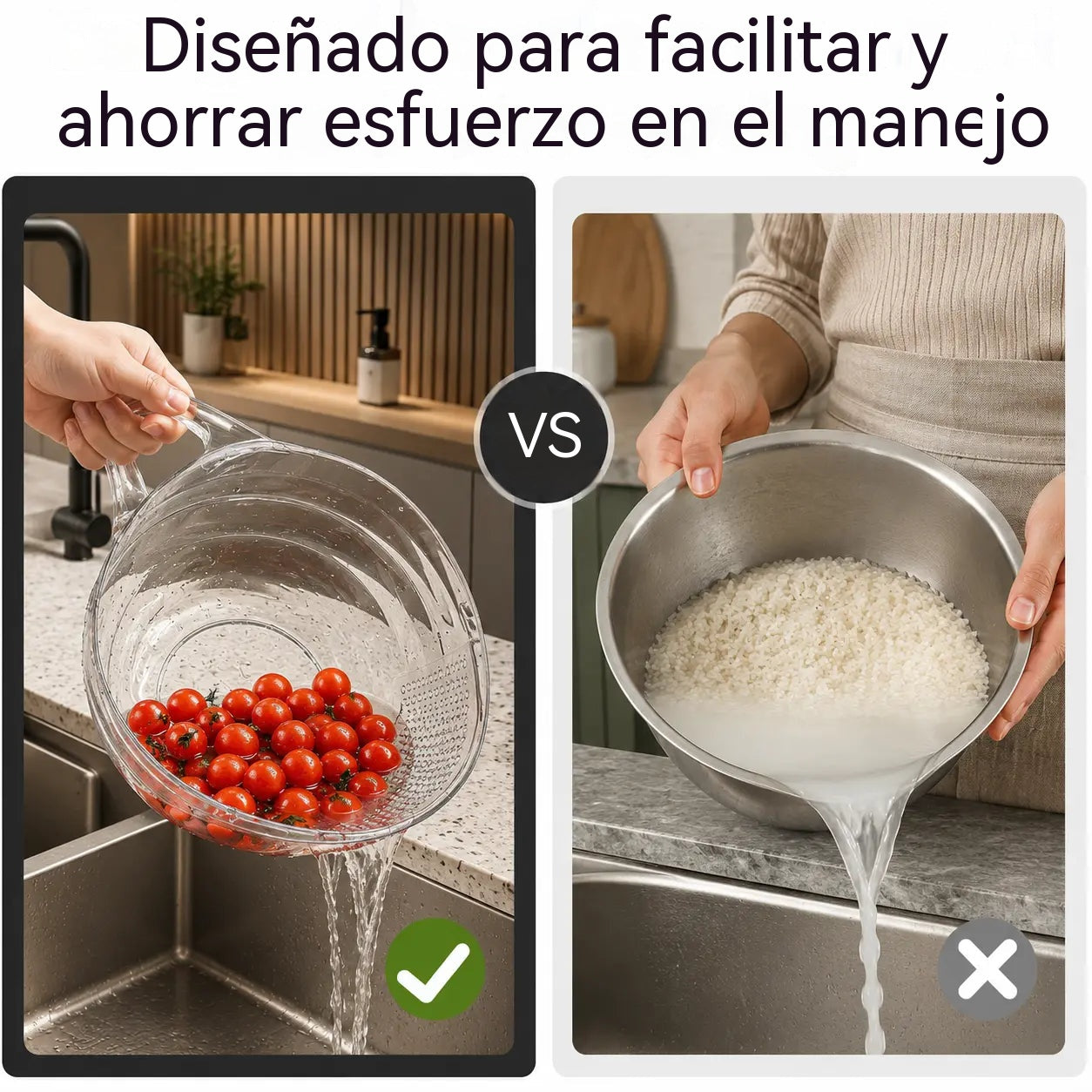 ⏰🔥¡50% de descuento por tiempo limitado!🔥🥗 Escurridor Multifunción con Asa – Escurre, Lava y Sirve con Facilidad