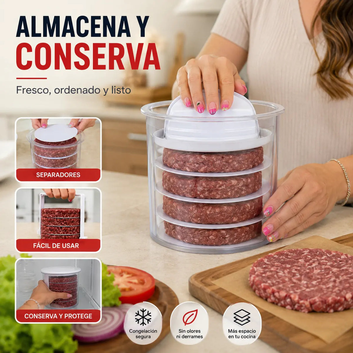Herramienta innovadora, práctica y superventas para hacer hamburguesas