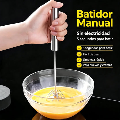 24€【 Conjunto de 2 piezas】Batidor de huevos semiautomático de acero inoxidable