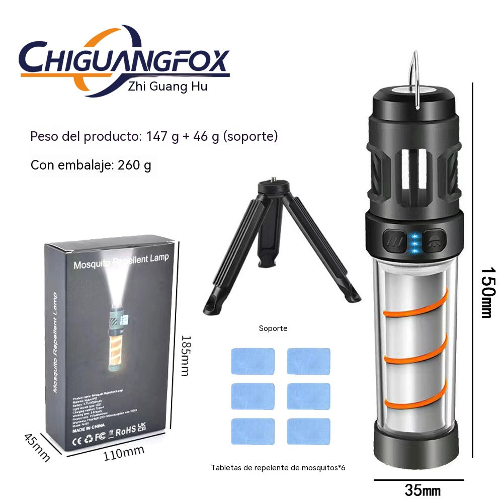 🔥Lámpara LED multifuncional 3 en 1, linterna portátil recargable con repelente de mosquitos.