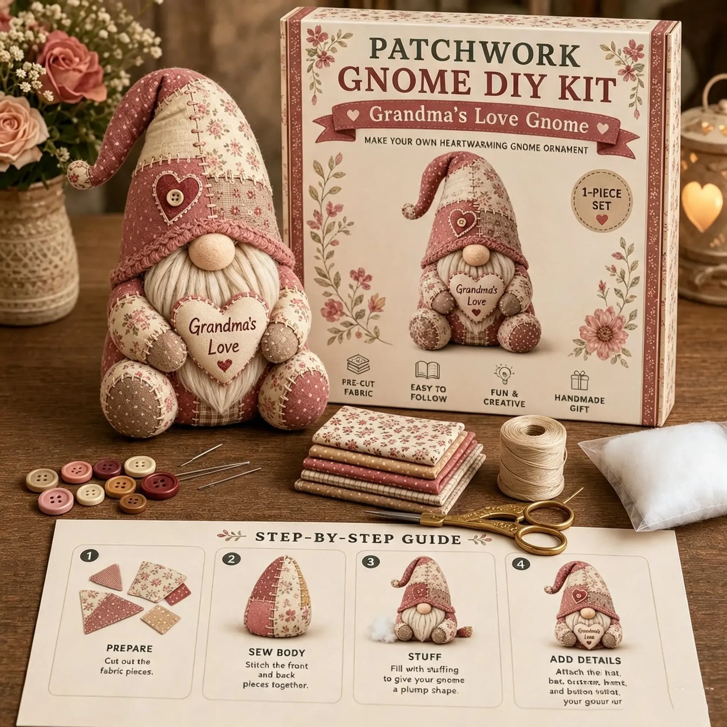 Kit creativo para hacer muñecos enanos: proyecto de costura hecho a mano, desarrolla habilidades manuales, divertida actividad familiar.
