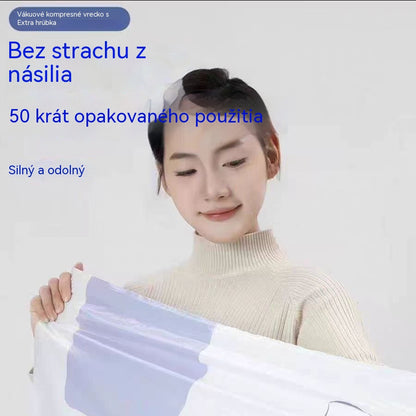 【5-dielna sada】 Veľkokapacitné stlačiteľné vákuové úložné vrecká: Nepotrebujú pumpičku, sú nepriepustné, ideálne na úsporu miesta v kufri a doma