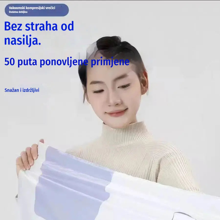 🧳【Set od 5 dijelova 27 eura】💨 Velika, stlačiva vakuumska vrećica za pohranu: nije potrebna pumpa, nepropusna je i idealna za uštedu prostora u koferima i kod kuće ✈️